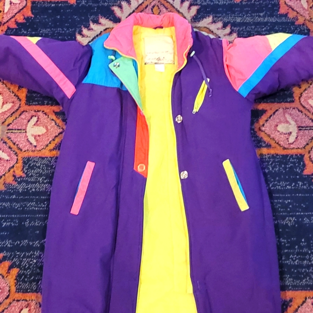 Purple Neon 90s winter ski jacket size small